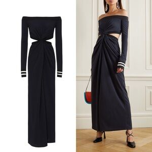JW Anderson Twisted Cut Out Off Shoulder Evening Dress Gown - L
